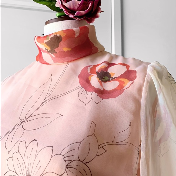 Vintage 1960's Poppy Floral Maxi Long Sheer Sleeve Dress RARE OOAK - Picture 5 of 17